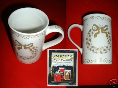 GOLD & SILVER WREATH MUGS & SPICES, SET OF 2 **NEW*