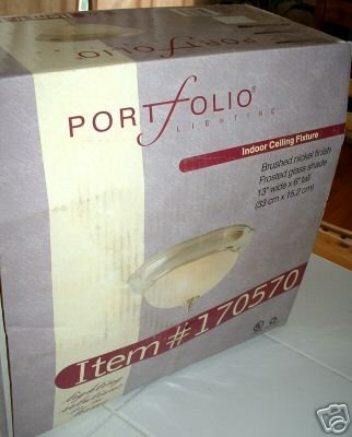 BRUSHED NICKEL/ FROSTED GLASS CEILING FIXTURE, **NEW**