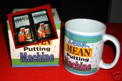 GOLFER'S MUG:"LEAN, MEAN PUTTING MACHINE" *NEW IN BOX