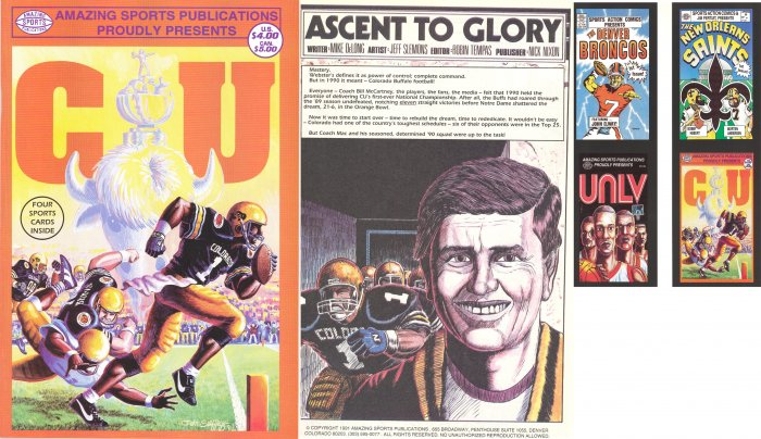 CU FOOTBALL COMIC BOOK W/ ELWAY FOOTBALL CARD, COLLECTIBLE *NEW*