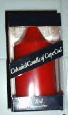 COLONIAL CANDLE OF CAPE COD RED 5.5" PILLAR *NIB*