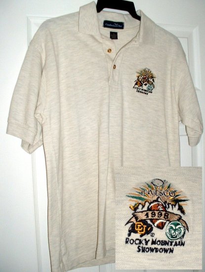 CU vs CSU ROCKY MOUNTAIN SHOWDOWN POLO SHIRT, MED. *NEW