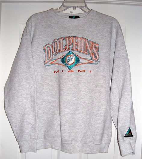 MIAMI DOLPHINS EBROIDERED SWEATSHIRT, MEDIUM **NEW**
