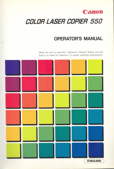 CANON COLOR LASER 550 COPIER OWNER'S MANUAL *GOOD COND*