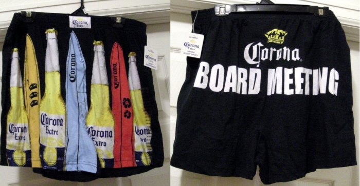 CORONA "BOARD MEETING" BOXER SHORTS, XXLARGE **NEW**