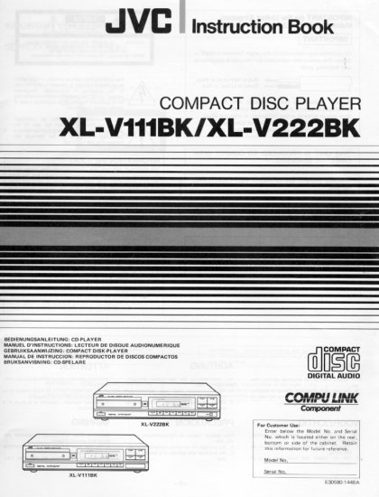 JVC XL-V111BK/XL-V222BK CD PLAYER OWNER'S MANUAL *NEW*
