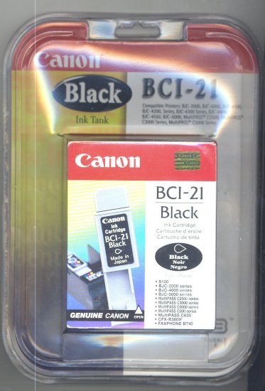 CANON BCI-21 BLACK CARTRIDGE *NEW/FACTORY SEALED