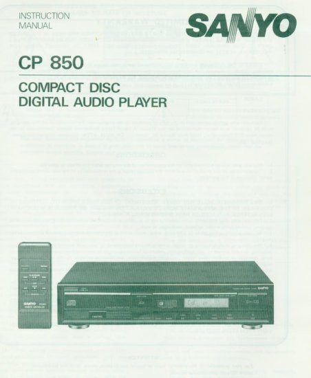 SANYO CP-850 CD PLAYER OWNER'S MANUAL *NEW*