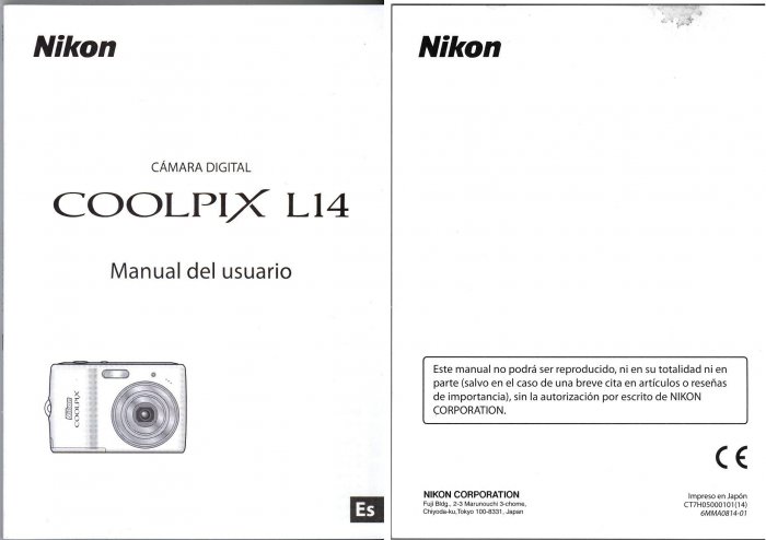 NIKON L14 SPANISH VERSION OWNER'S MANUAL *NEW*