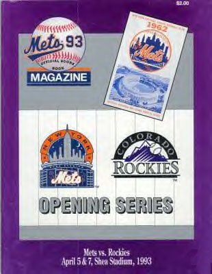 NY METS PROGRAM VS COLORADO ROCKIES INAUGURAL GAME *NEW