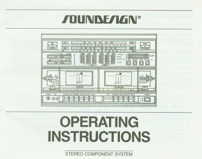 SOUNDESIGN 6857 STEREO COMPONENT SYSTEM OWNER'S MANUAL