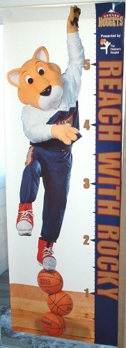DENVER NUGGETS "REACH WITH ROCKY" KIDS GROWTH CHART-NEW