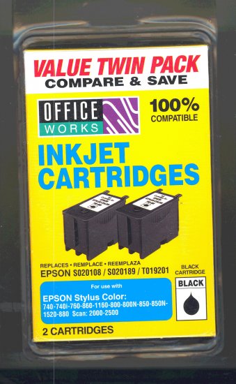 EPSON S020108/S020189/T019201 2PK 100% COMPATIBLE *NIB*