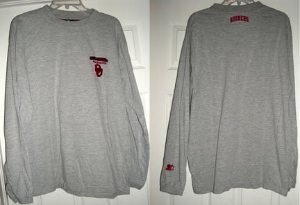 OKLAHOMA SOONERS EMBROIDERED L/S SHIRT, LARGE *NEW*