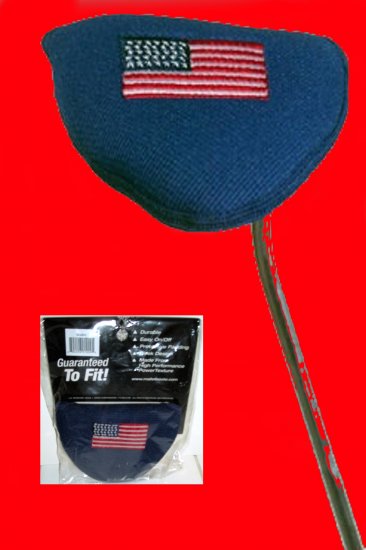 MALLET PUTTER COVER,OVERSIZE RIGHT OR LEFT, AMERICAN FLAG *NEW