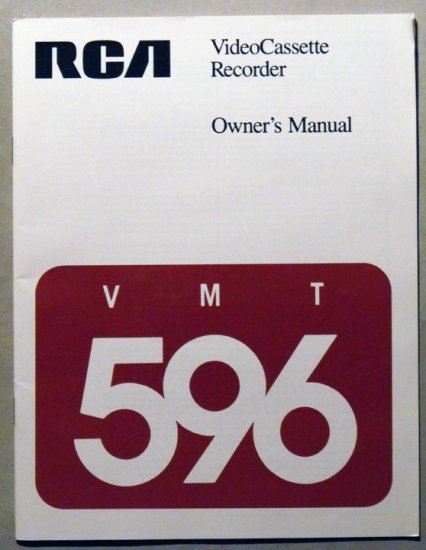RCA VMT 596 VCR OWNER'S MANUAL **NEW**