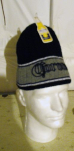 CORONA EMBROIDERED KNIT CAP, BLACK & SILVER **NEW**