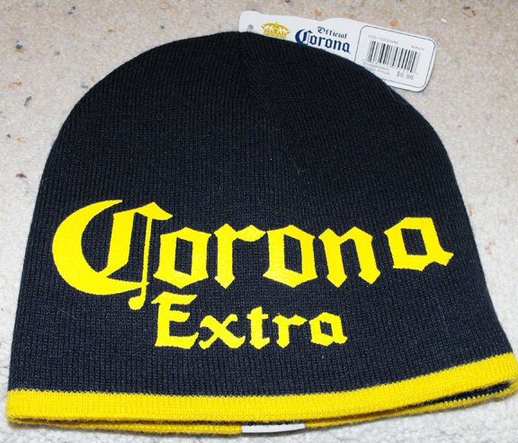 CORONA EXTRA KNIT CAP, BLUE & GOLD **NEW**