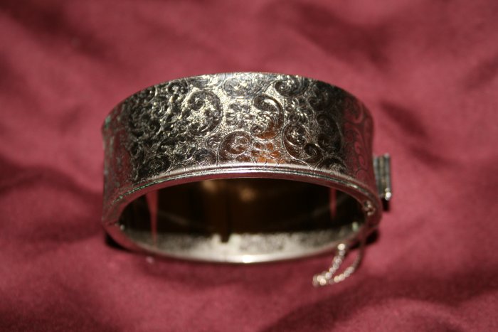 Vintage Silvertone Metal (with Paisley Design) Bracelet Cuff