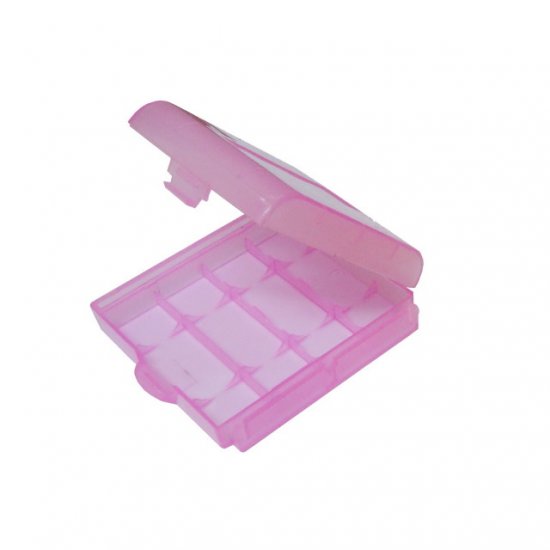 4x Pink Plastic Battery Storage Box Case - 2A 3A