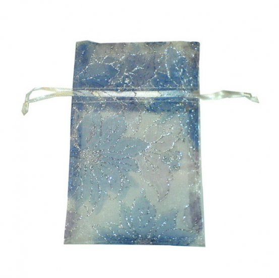 50 Blue Flower Valentine Organza Gift Pouch Bag 4"x 6"