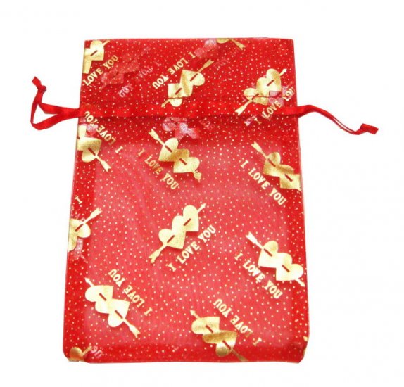 50 Red I Love You Valentine Day Organza Gift Bag 4"x 6"