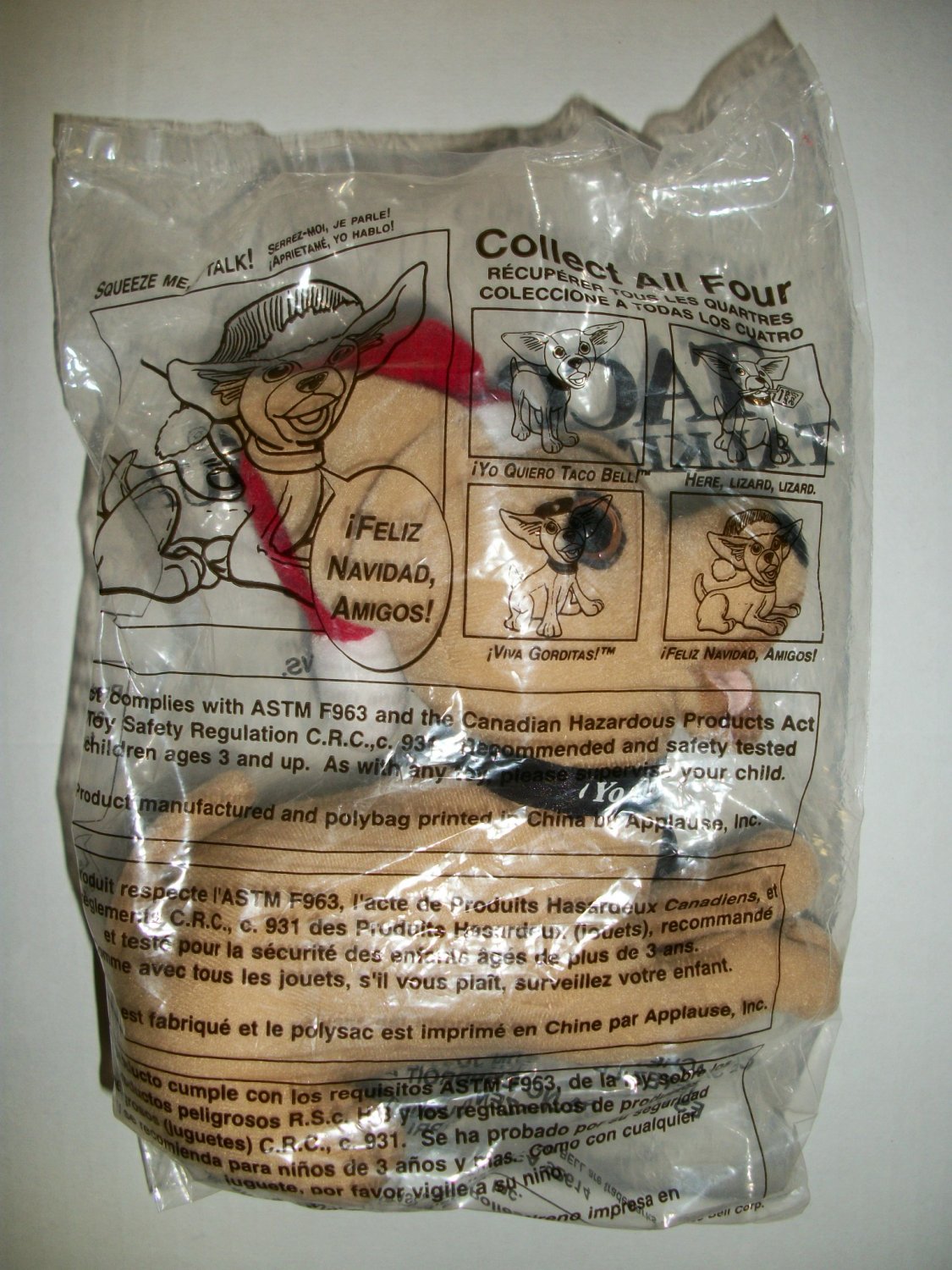 TACO BELL "Feliz Navidad, Amigos" TALKING CHIHUAHUA Doll