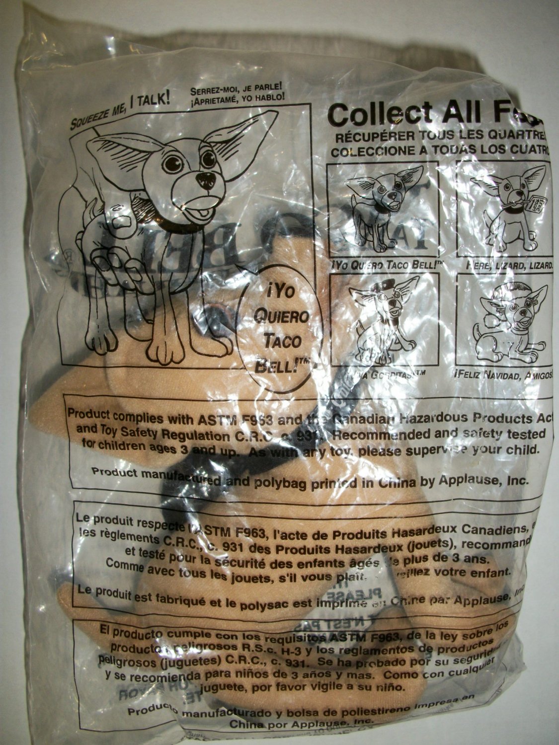 TACO BELL "Yo Quiero Taco Bell" TALKING CHIHUAHUA Doll
