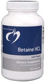 Betaine HCL (with Pepsin) - 120 Capsules - Designs for Health