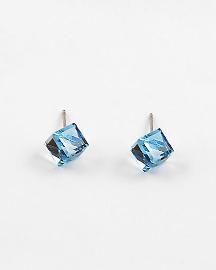 Aqua Swarovski Crystal / Lead Compliant / Square diamond shape Stud Earring Set Fashion Jewelry