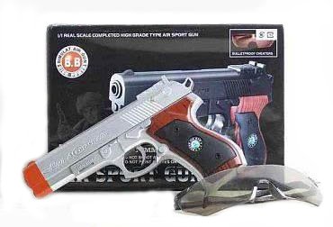 P-718 Black Airsoft Hand Gun with Protective Glasses- BB's Included, Takes 6mm BB's