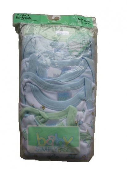 Simply Basic 5 Pack Boys Onesie 6-9 Mo NIP