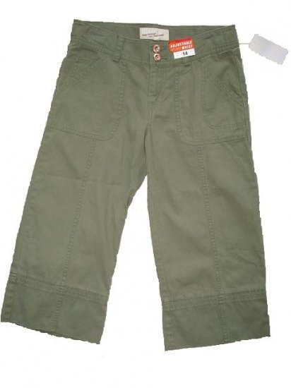 OLD NAVY Green Khaki Capri Pants Copper Girls 14 NWT