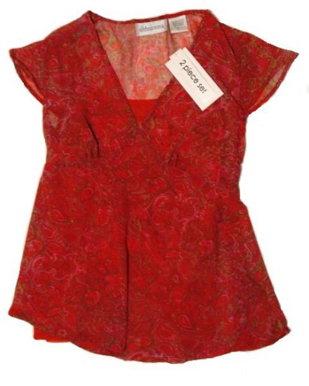 OH MAMMA Sheer Paisley Maternity Shirt/Camisole S Small NEW