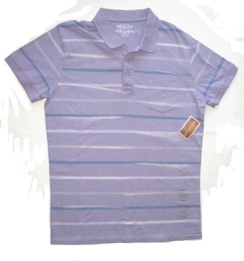ARIZONA Mens Purple Stripe Polo Shirt Sz L NEW