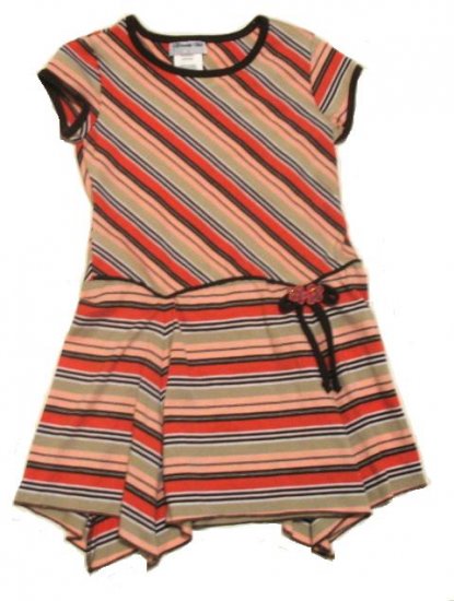 DISORDERLY KIDS Brown Orange Stripe Dress 6 NEW $35