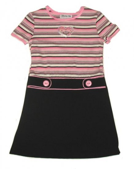 DISORDERLY KIDS Pink and Black Heart Dress 6 NEW $35