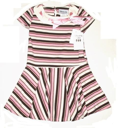DISORDERLY KIDS Brown Pink Satin Ribbon Dress 4 NEW $35
