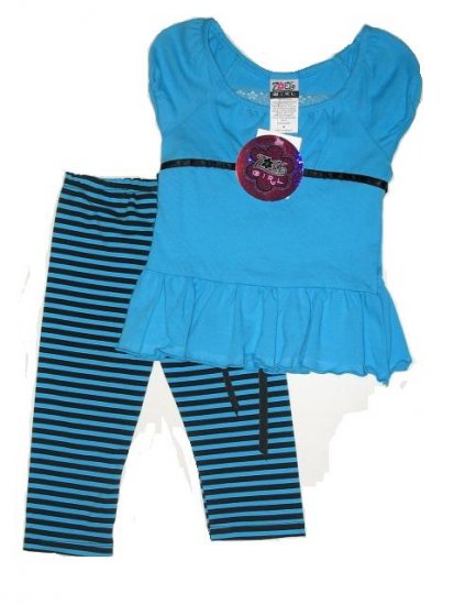 ZOEY GIRL 2pc Set Leggings Top Blue 4 NEW $35