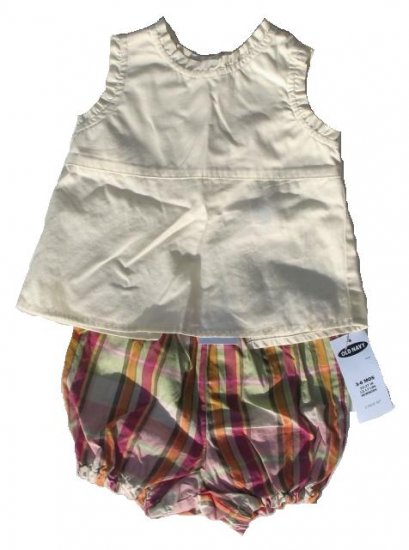 OLD NAVY Cream Plaid 2pc Set 3-6 Mo NEW