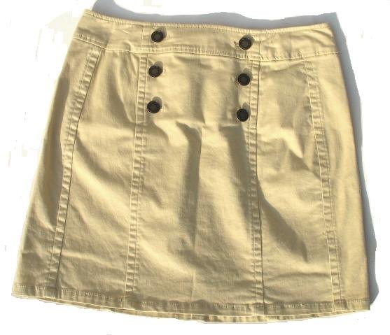 JONESWEAR Santa Cruz Tan Khaki Button Skirt 4 NEW $44