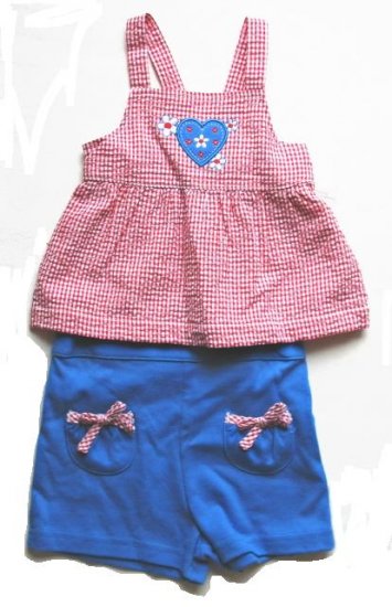 OKIE DOKIE Girls July Patriotic 2pc Tank Shorts Set 12 Mo NEW