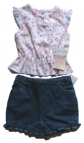 ARIZONA OKIE DOKIE Girls Tank Top Shorts Set 0 3 Mo NEW
