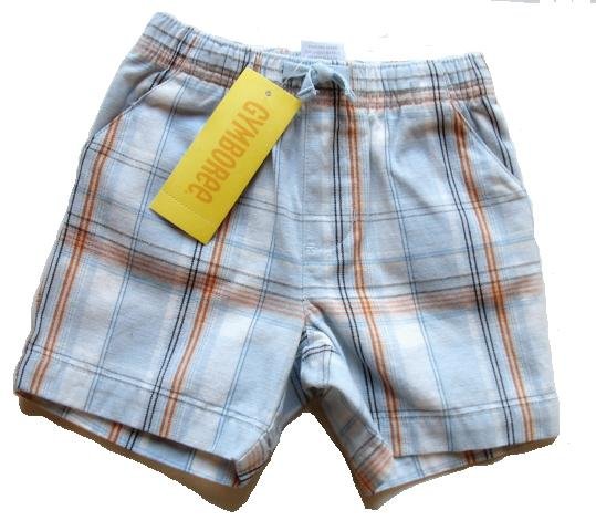 GYMBOREE Summer Safari Boys Blue Plaid Shorts 0 3 Mo NEW