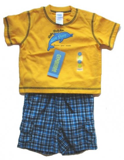 GYMBOREE Dive Shop Boys Shorts Dolphin T Shirt Outfit Set 3 6 Mo NEW $31