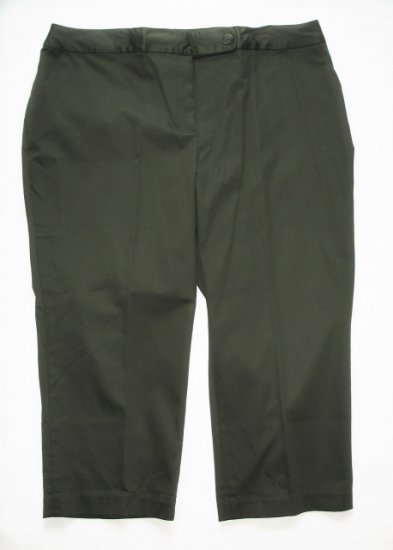 WORTHINGTON Womens Plus Olive Crop Pants Marilyn 22 W NEW $40