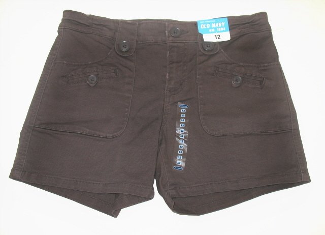 OLD NAVY Girls Brown Button Shorts 12 NEW