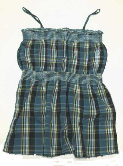 OLD NAVY Girls Blue Plaid Peasant Tank XL 12 14 NEW