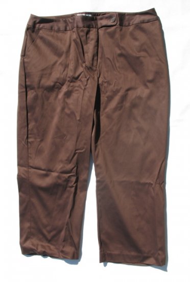 WORTHINGTON Womens Plus Brown Stretch Capri Crop Pants 24W NEW