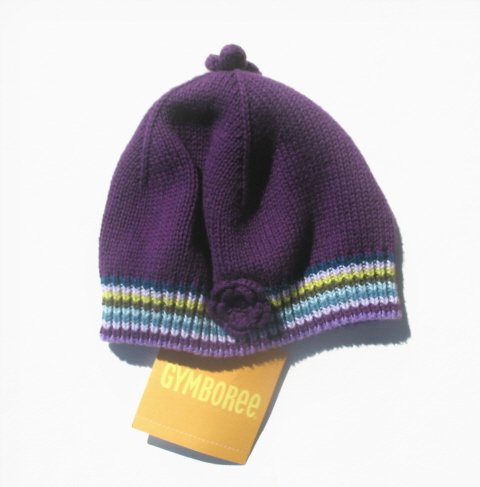 GYMBOREE Fun In The Snow Girls Purple Knit Winter Hat 0 3 Mo NEW